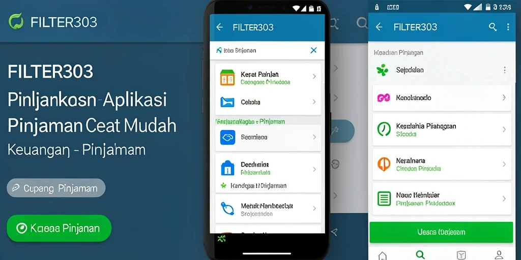 Antarmuka aplikasi FILTER303 yang ramah pengguna dan fungsionalitas pinjaman.
