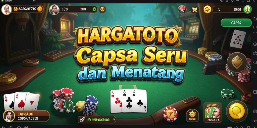 Antarmuka HARGATOTO yang menarik dengan elemen permainan Capsa.