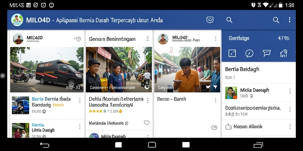 Tampilan antarmuka aplikasi MILO4D saat mengakses berita daerah.