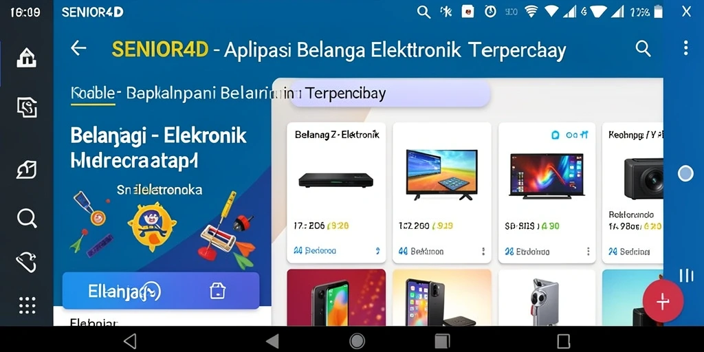 Tampilan antarmuka aplikasi SENIOR4D yang menarik dan user-friendly.