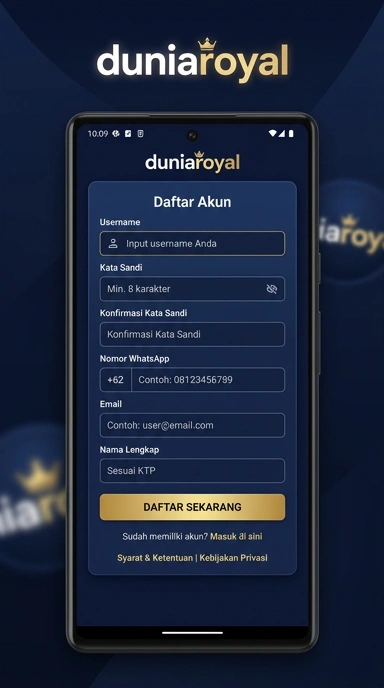 Cara Mendaftar Akun duniaroyal untuk Pengguna Android