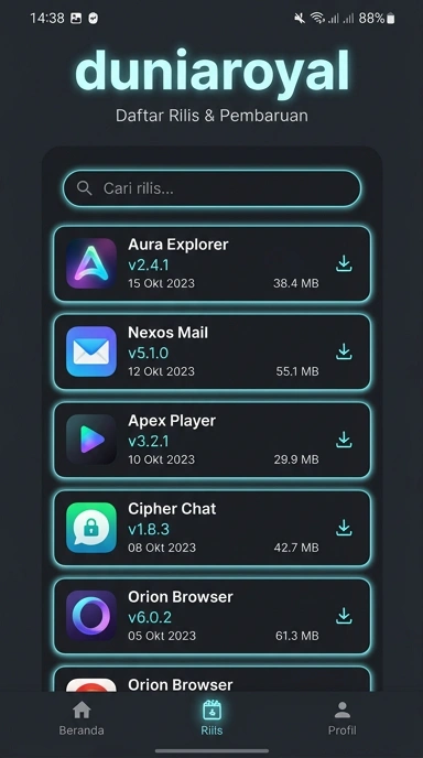 Riwayat Versi duniaroyal untuk Pengguna Android